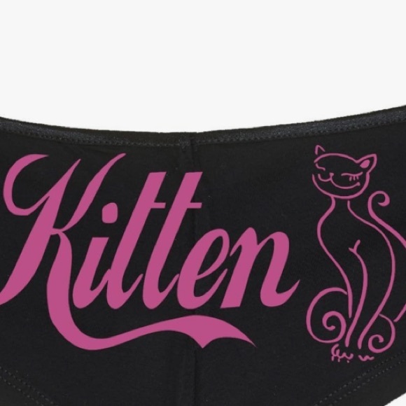 Kitten Graphic Boyshort Booty Shorts Panties Black Pink Cat Underwear. - Picture 2 of 2